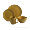 Embossed patroon effen kleur porselein servies sets